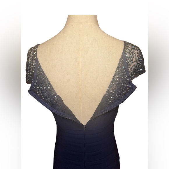 XScape Beaded Knee Length Bodycon Cocktail and Party Dress Sz 4 in Navy - Picture 9 of 12